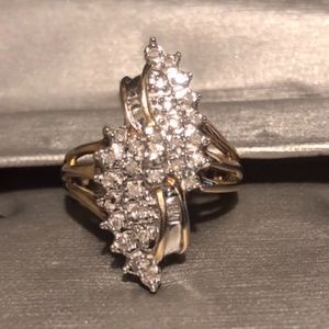 Genuine natural diamond cocktail ring
